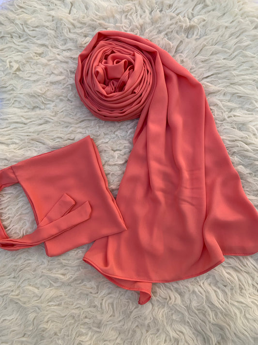 Double Georgette-Peachy Pink