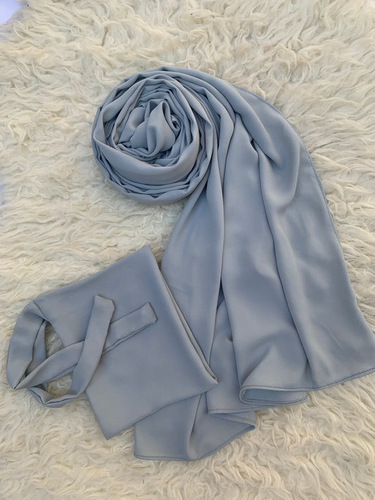 Double Georgette-Steel Grey