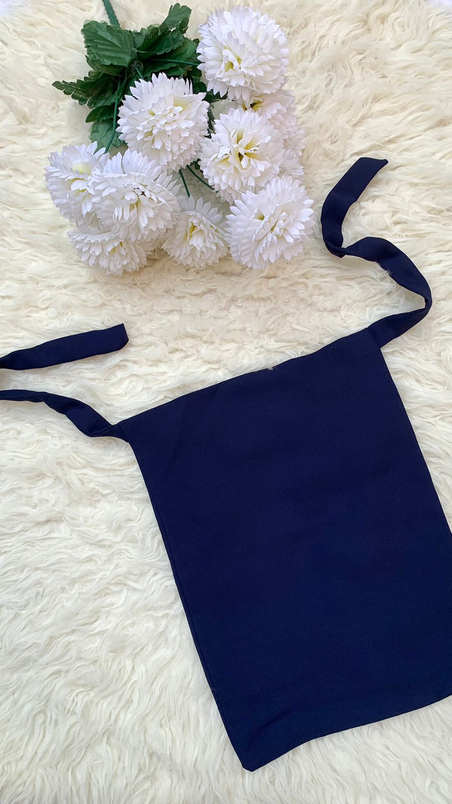 Tie Back Half Niqab- Navy Blue