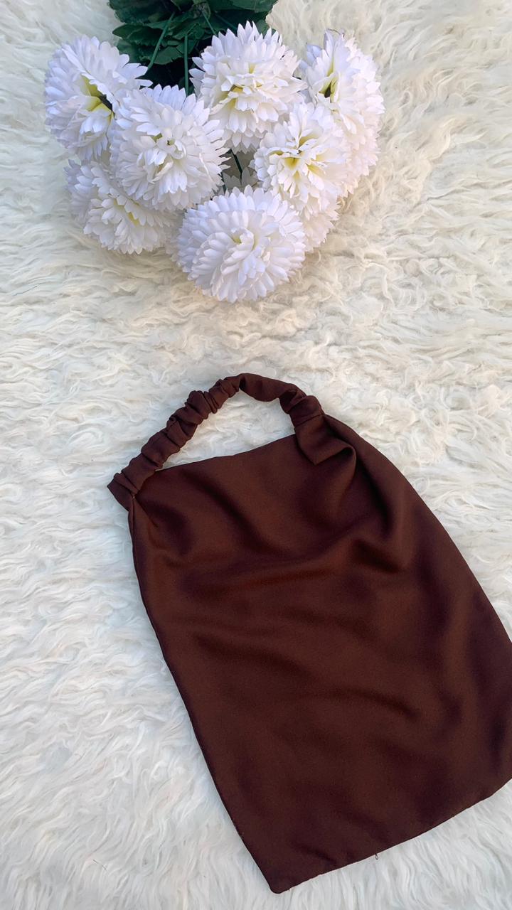 Elastic Half Niqab-Dark Brown