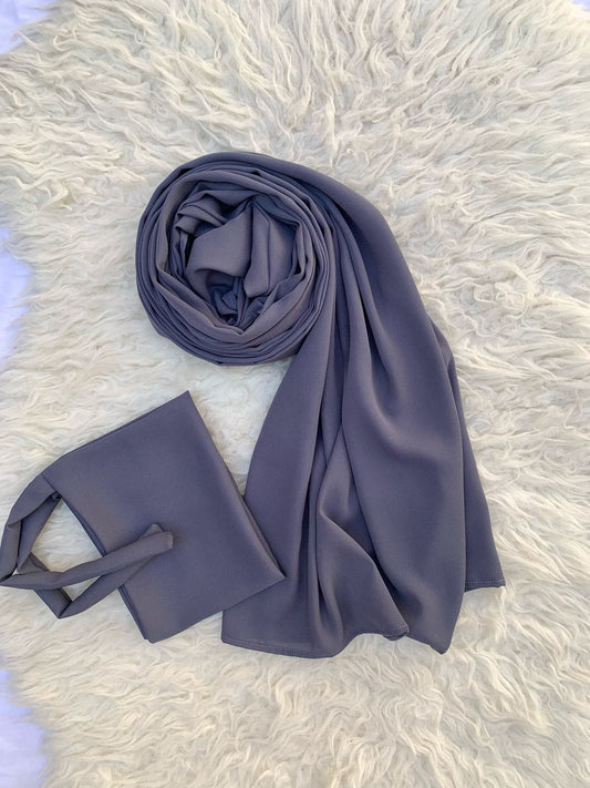 Double Georgette-Charcoal Grey